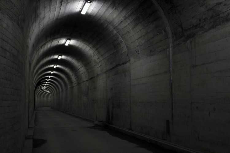 Nuclear shelter underground concrete tunnel
