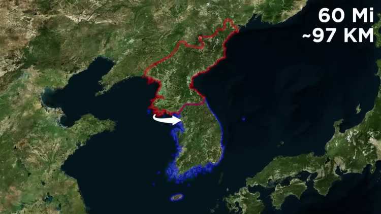 crossing north korea shore 60 mile journey