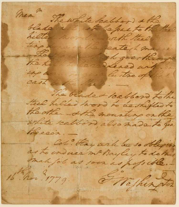 Manuscript Memorandum of George Washington Describing Work to be Done on His Swords MET LC-21 81-001