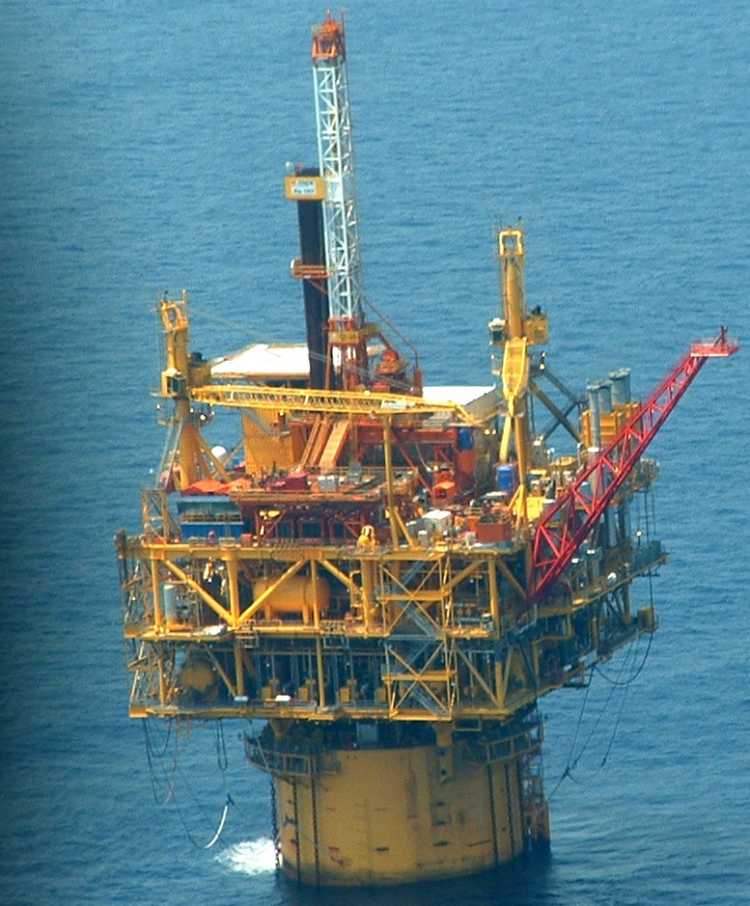 oil platform anchored to the seabed