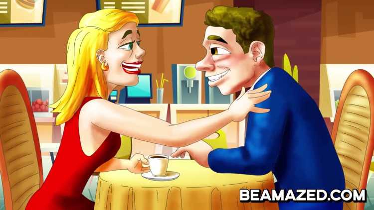 Signs Someone Likes You touching on shoulder man woman on a date illustration
