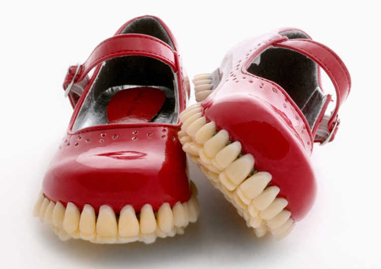 Shoe with human teeth on sole Mary Janes