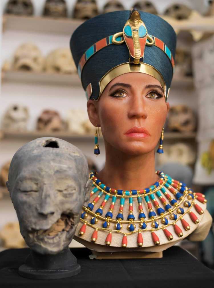 Queen Nefertiti bust face reconstruction sculpt