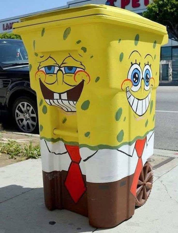 Spongebob trash can street art