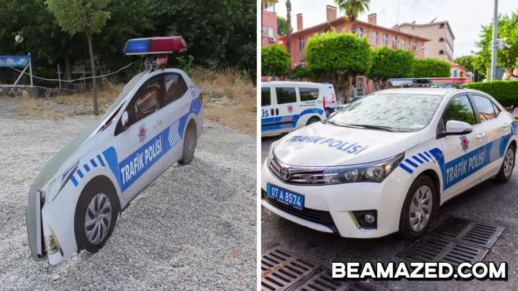 cardboard police cars