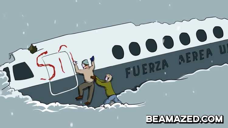writing SOS on the plane Andes crash