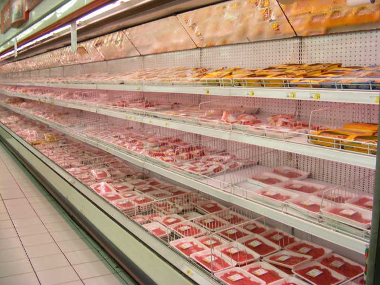 Meat packages in a Roman supermarket