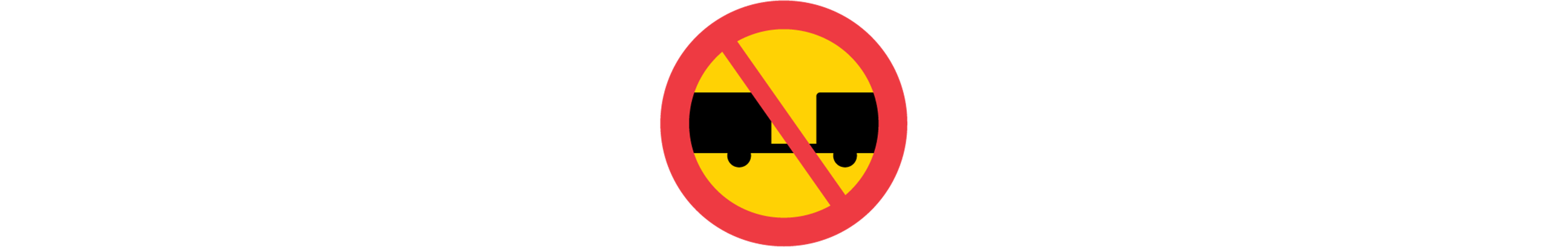 vägmärke för förbud mot trafik med motordrivet fordon med tillkopplad släpvagn