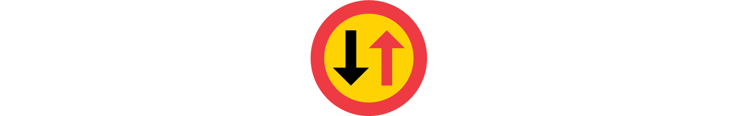 vägmärke för väjningsplikt mot mötande trafik