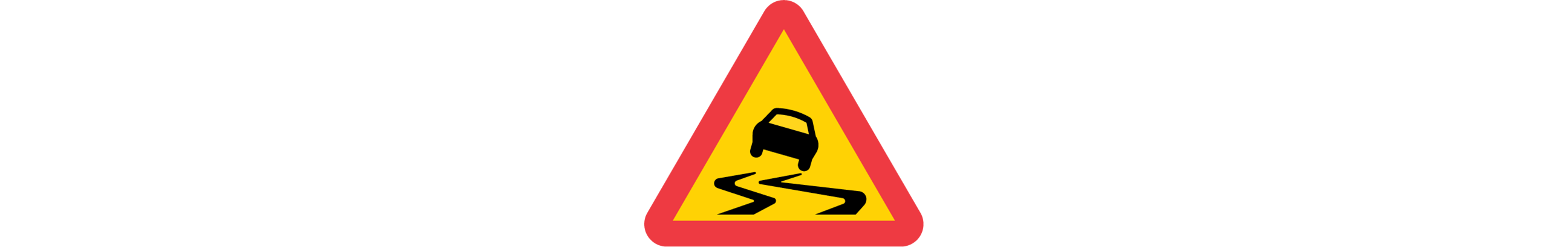 varning för slirig väg