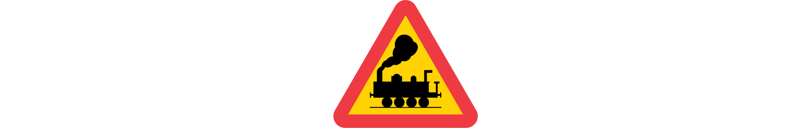 varning för järnvägskorsning utan bommar