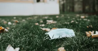Ansiktsmask på gräs