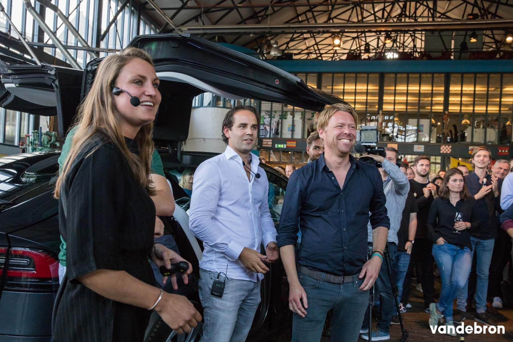 Fardau, Matthijs en Remco bij de lancering van Vandebron Elektrisch Rijden 