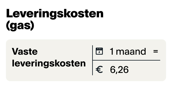 leveringskosten voor gas bij een dynamisch contract