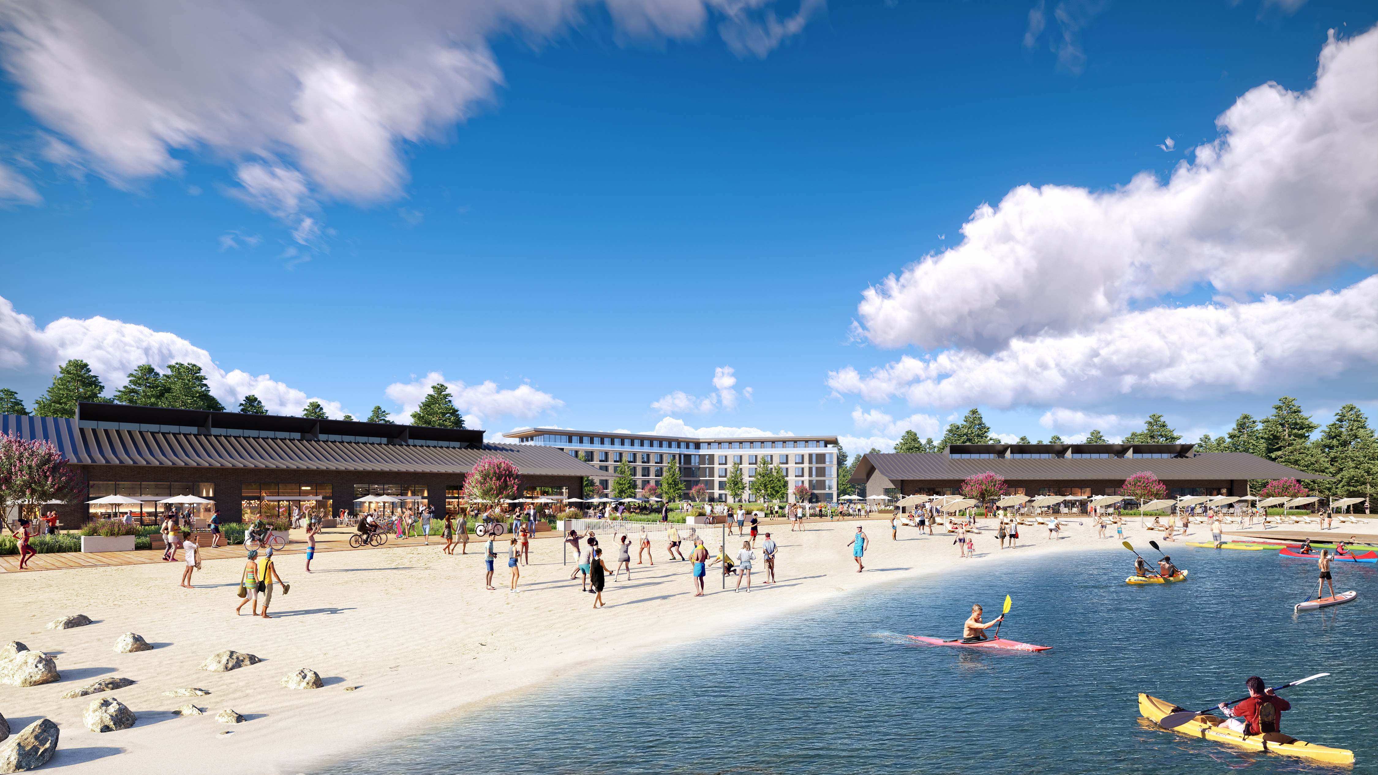 A conceptual rendering of the proposed recreation and wellness destination near RDU Airport.