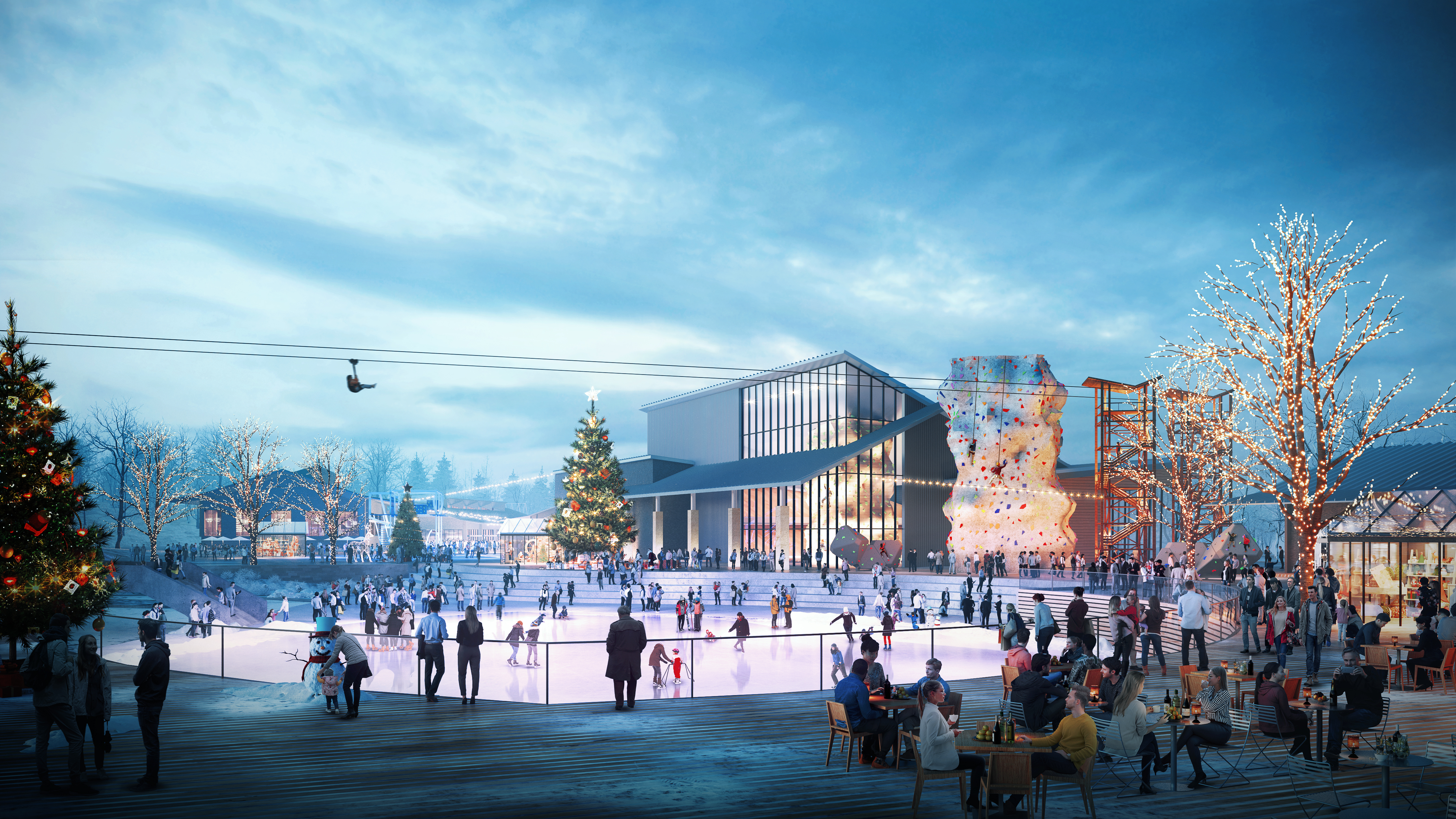 A conceptual rendering of the proposed recreation and wellness destination near RDU Airport.