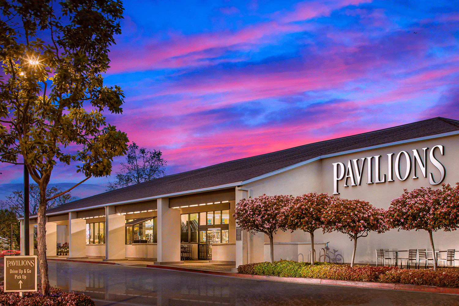  Sunset view of Pavillions at Newport Hills Shopping Center