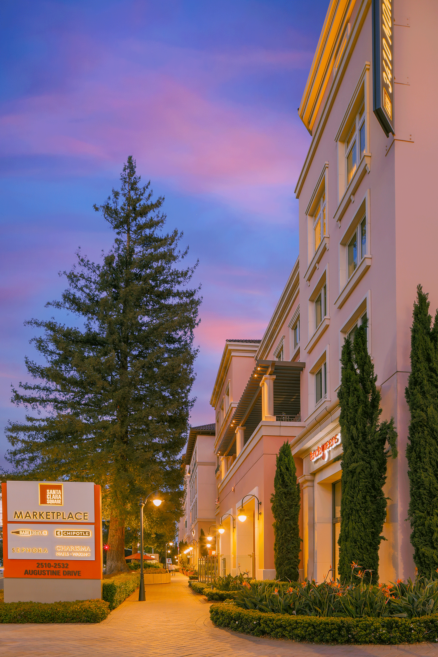  Sunset exterior view of Santa Clara Square® Marketplace