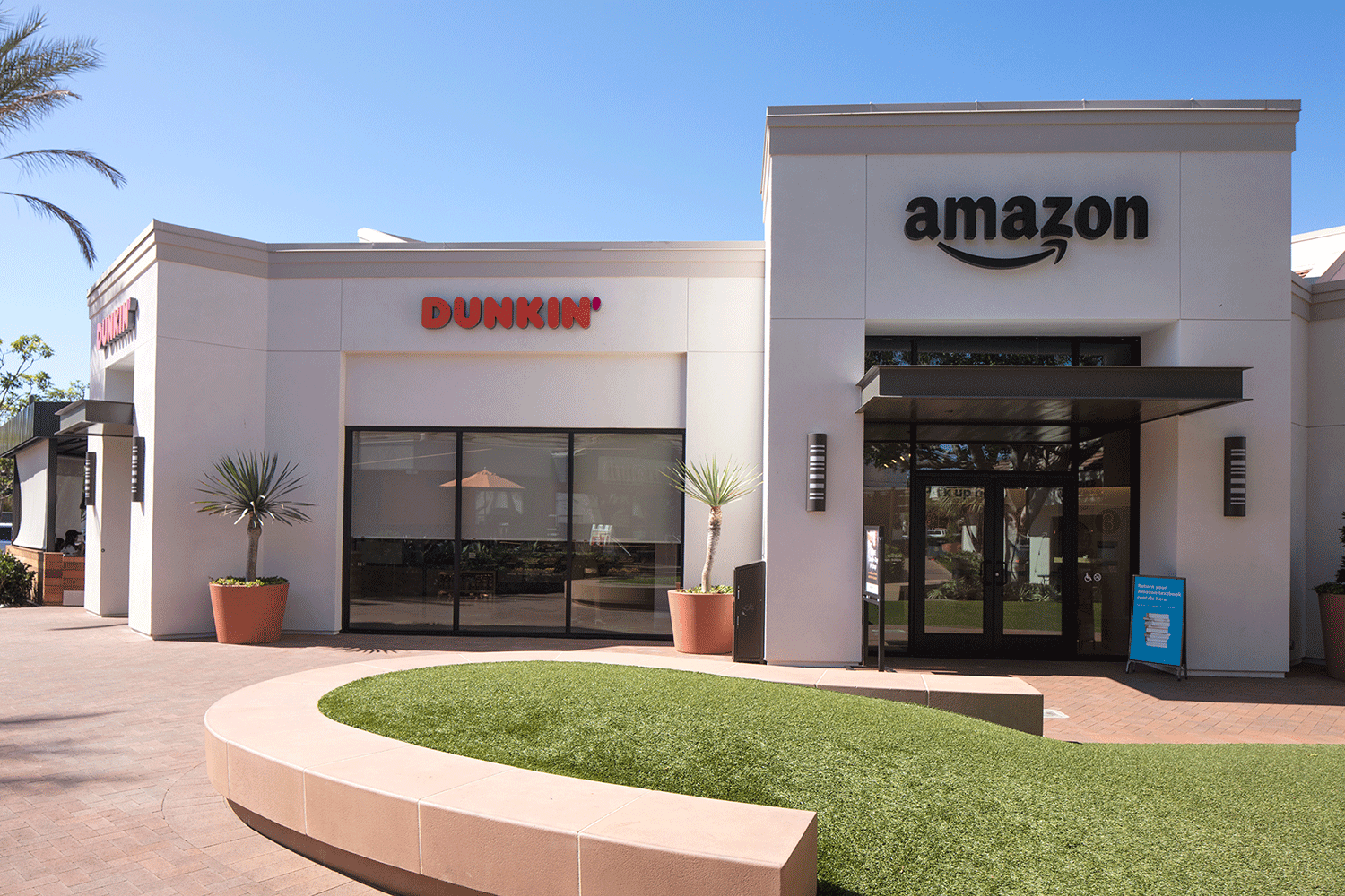  Exterior view of Amazon and Dunkin' at University Center