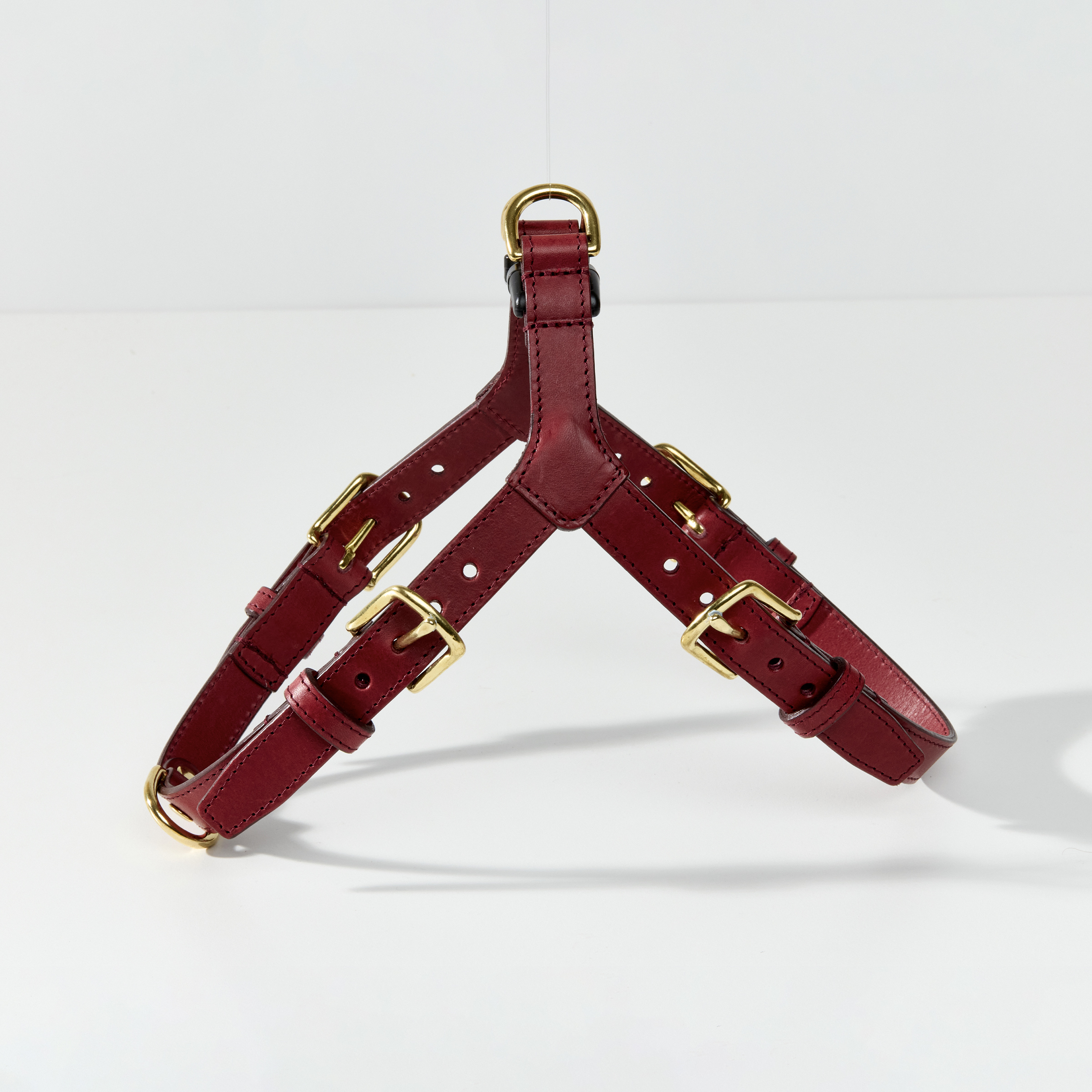 One-click Leather Dog Harness in Red