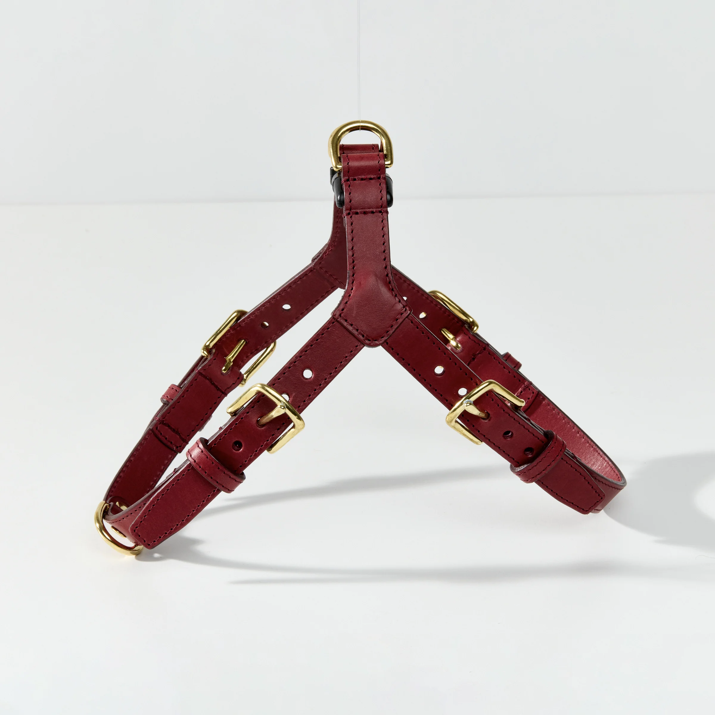 One-click Leather Dog Harness (Red)