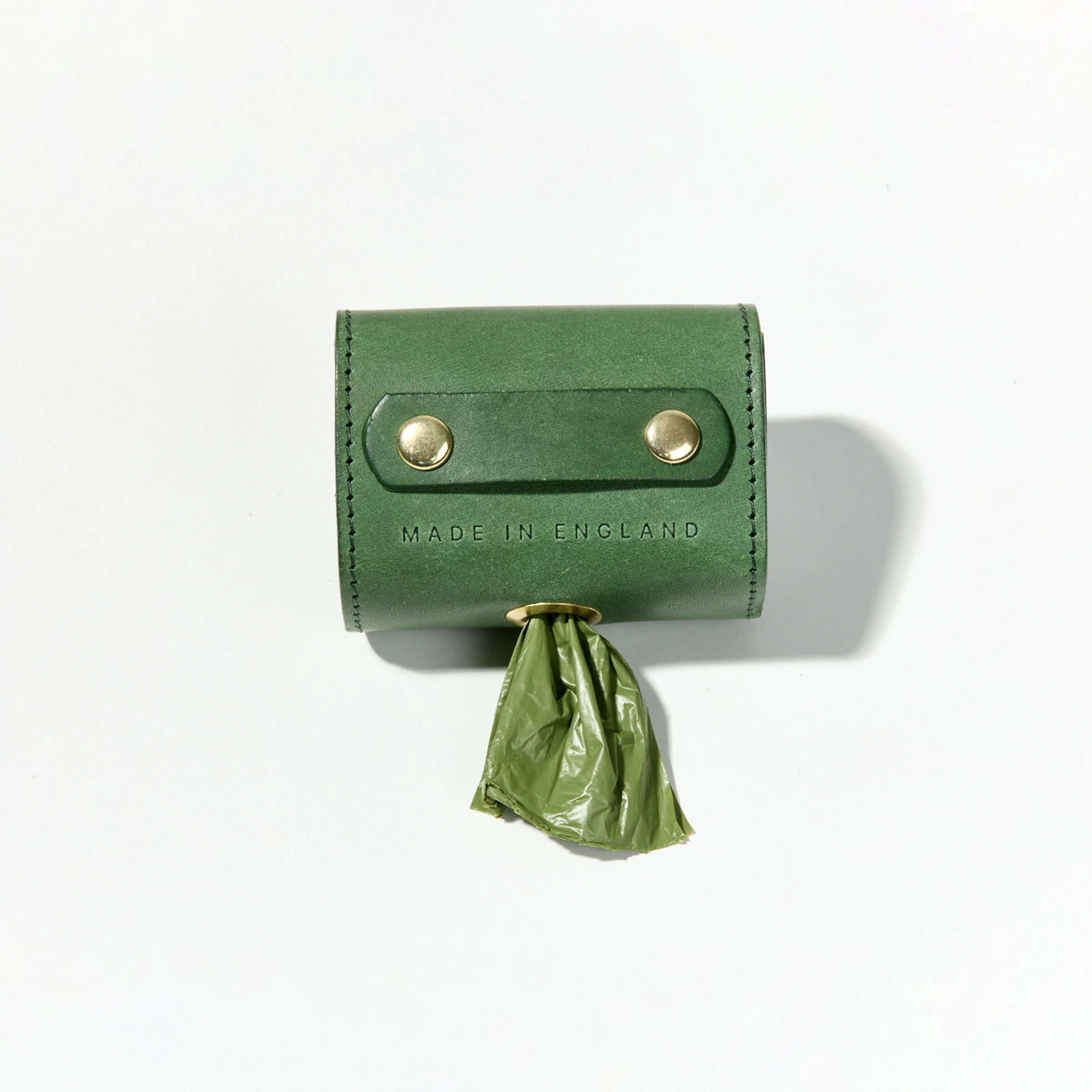 Leather Dog Poo Bag Holder (Green)