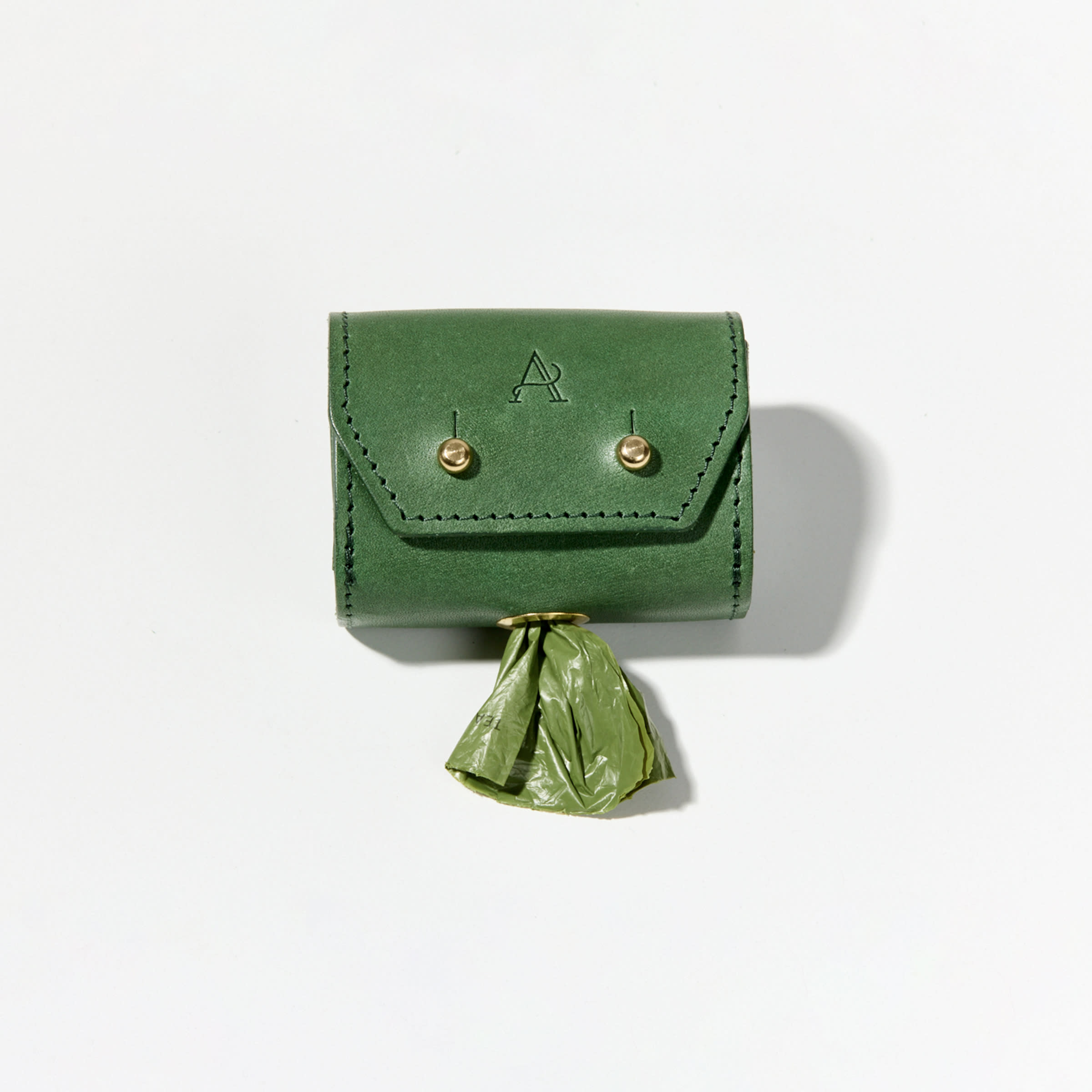Leather Dog Poo Bag Holder (Green)