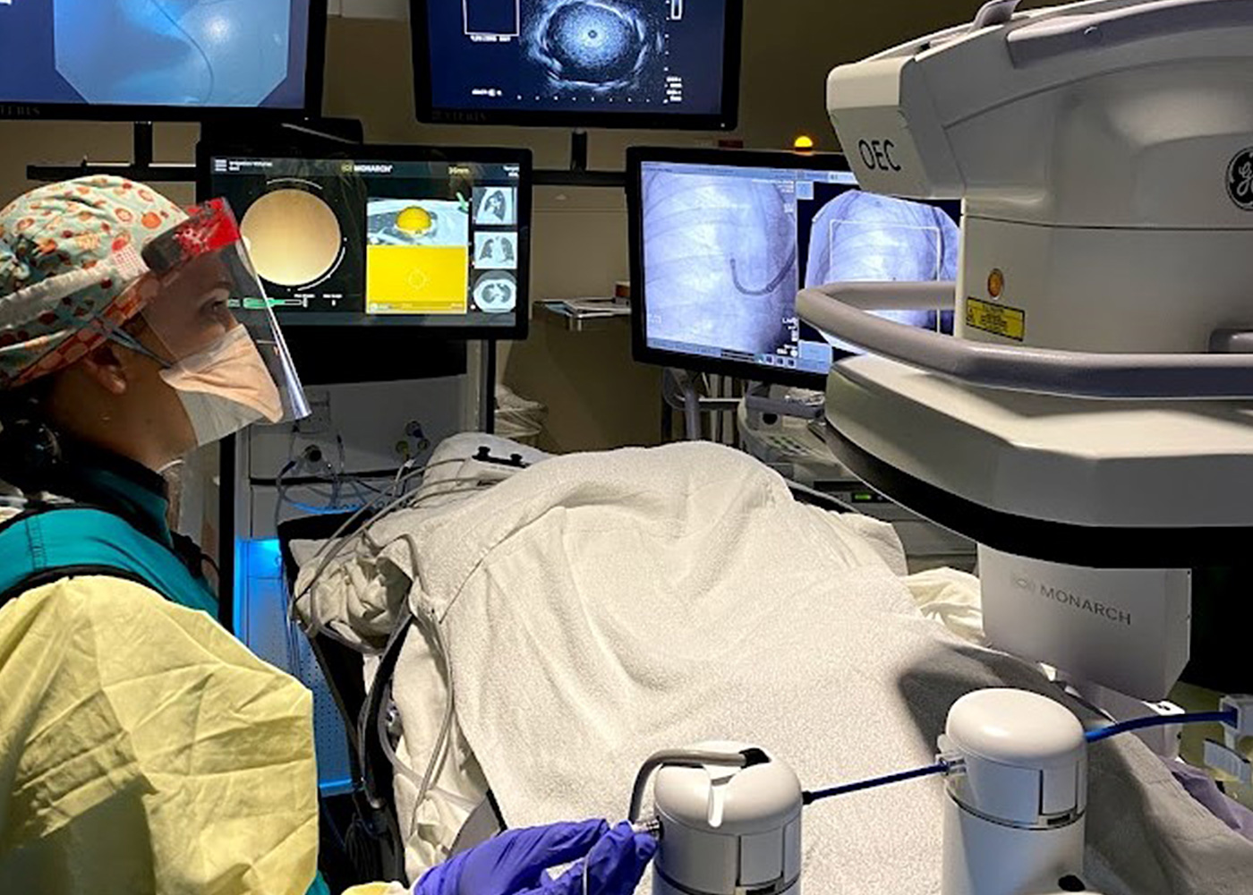 Fig 6. Dr. Ventola performing MONARCH® Robotic-Assisted Bronchoscopy