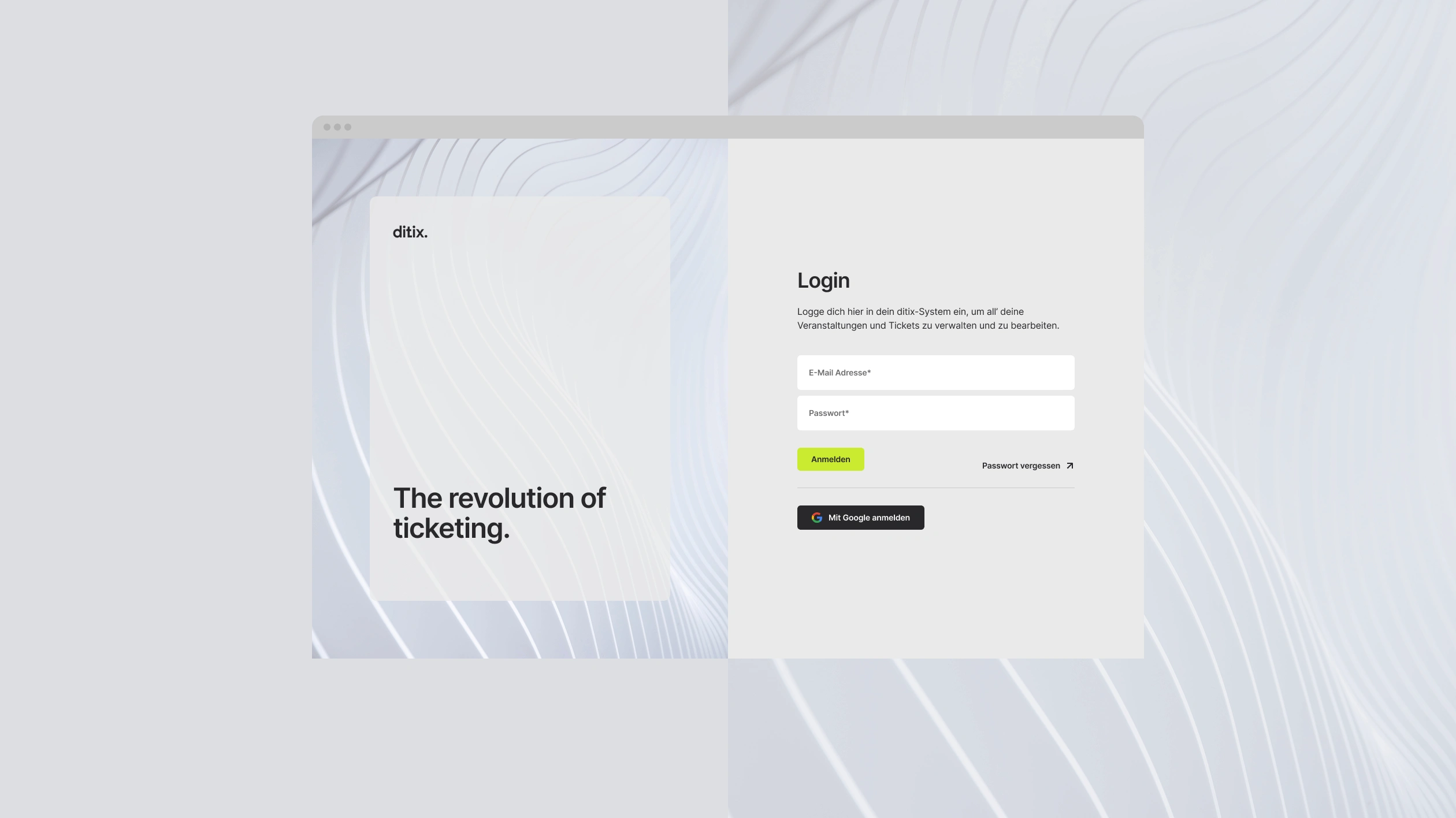 Ditix Login Screen