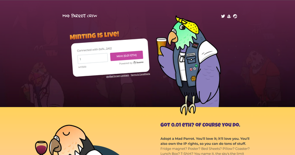 Screenshot of Mad Parrot Crew home page