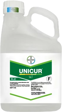 Large plastic bottle printed with a label of the Unicur logo 