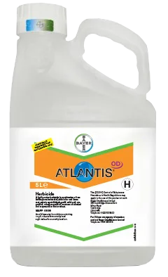Large plastic bottle printed with a label of the Atlantis OD logo 