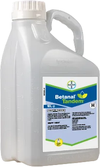 Large plastic bottle printed with a label of the Betanal Tandem logo 