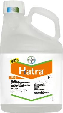 Large plastic bottle printed with a label of the Hatra logo 