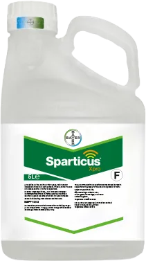 Large plastic bottle printed with a label of the Sparticus Xpro logo 