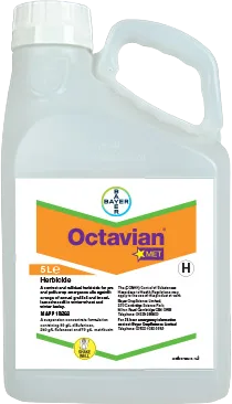 Large plastic bottle printed with a label of the Octavian Met logo 