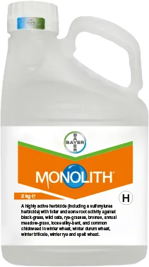 Large plastic bottle printed with a label of the Monolith logo 
