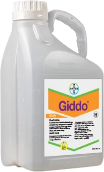 Large plastic bottle printed with a label of the Giddo logo 
