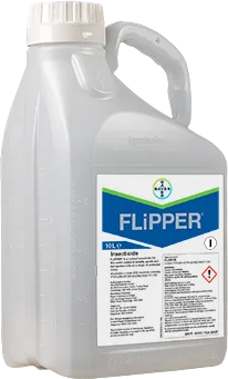 Large plastic bottle printed with a label of the FLiPPER logo 