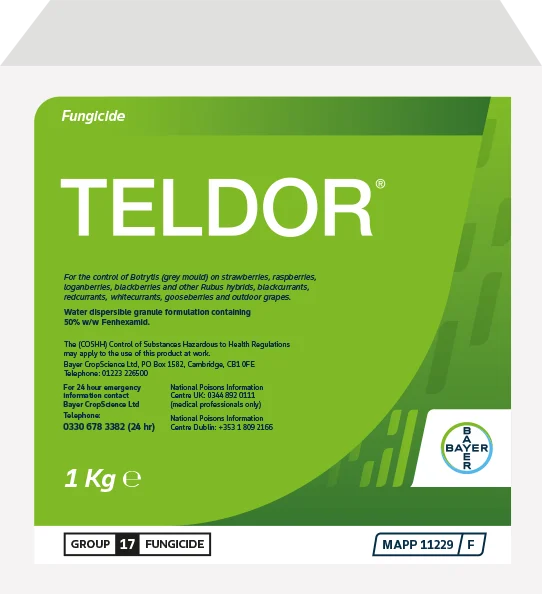 Box printed with a Teldor label