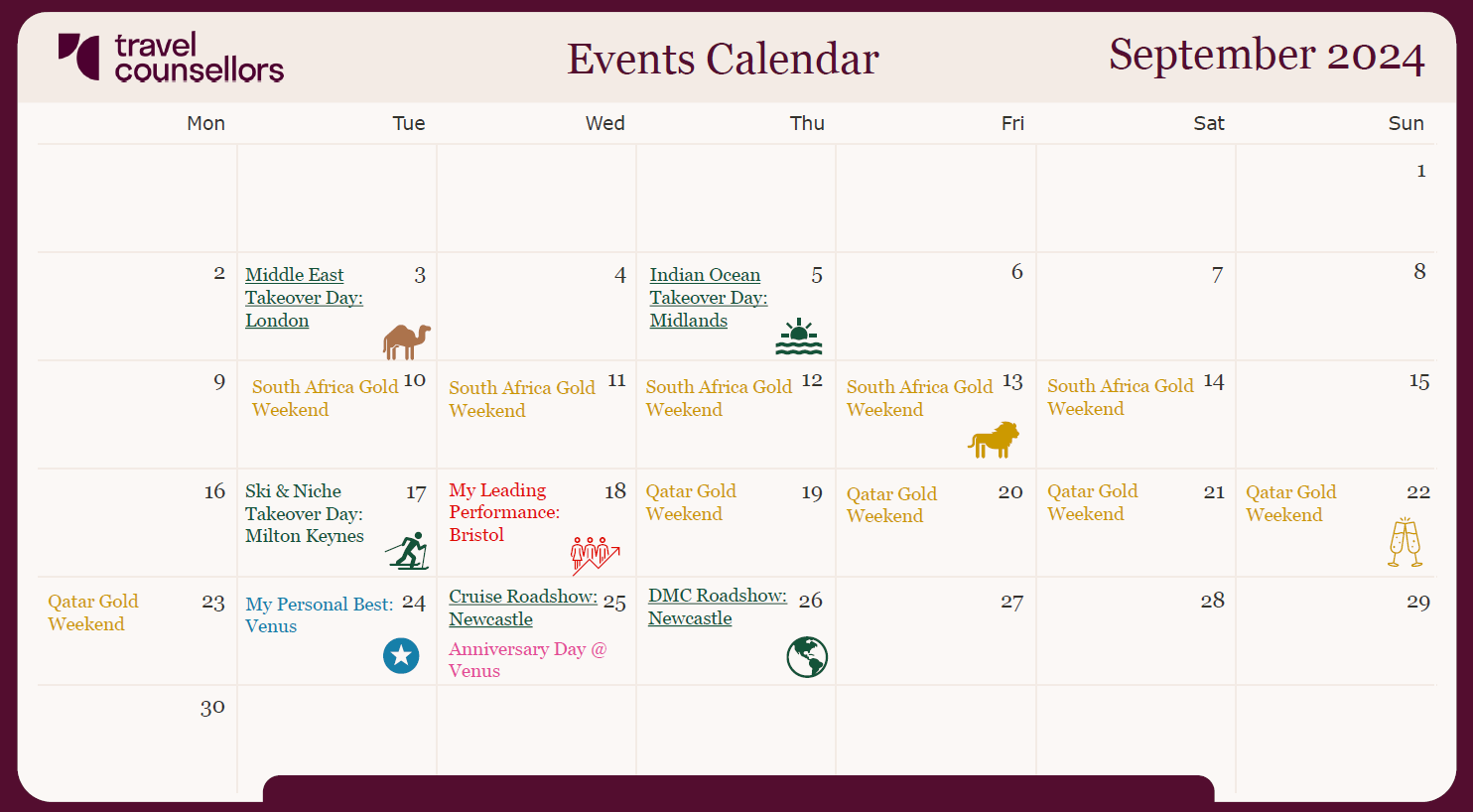 September Events Calendar