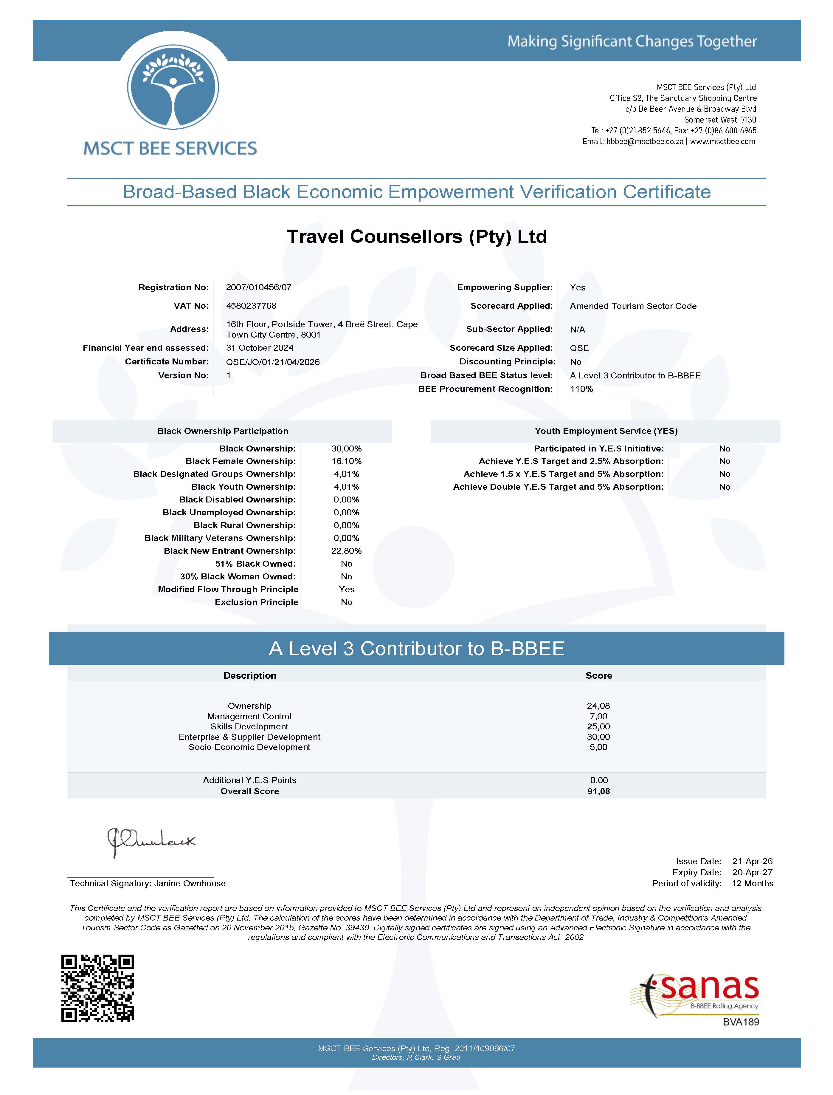 B-BBEE Certificate 2026