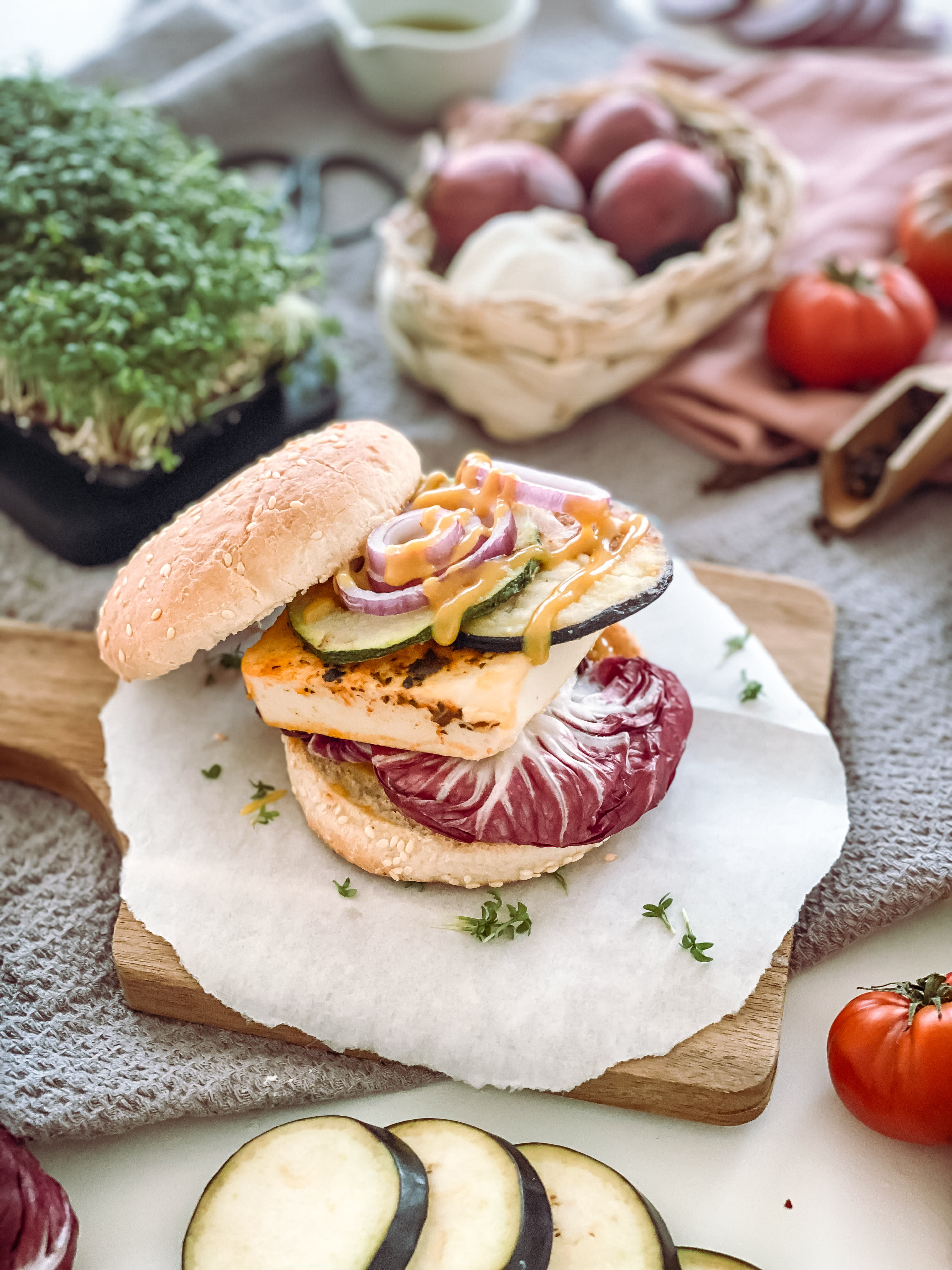 Veggie Burger mit Honig Senf Sauce Bild