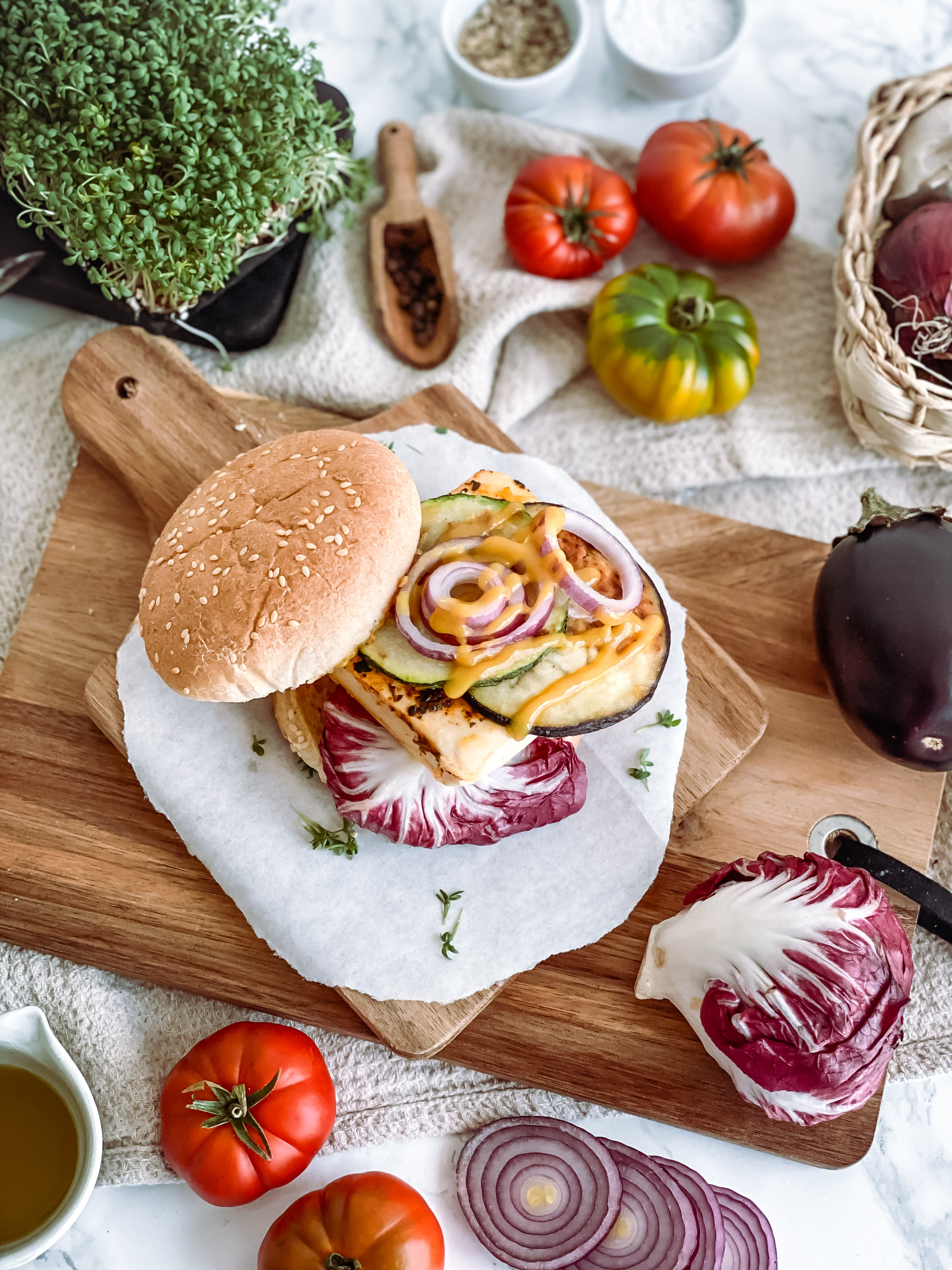 Bild von Veggie Burger mit Honig Senf Sauce