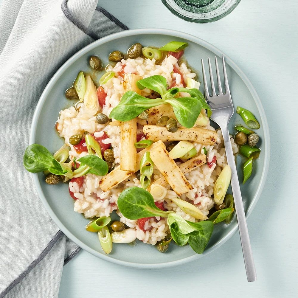 Paprikarisotto med citronstekta svartrötter