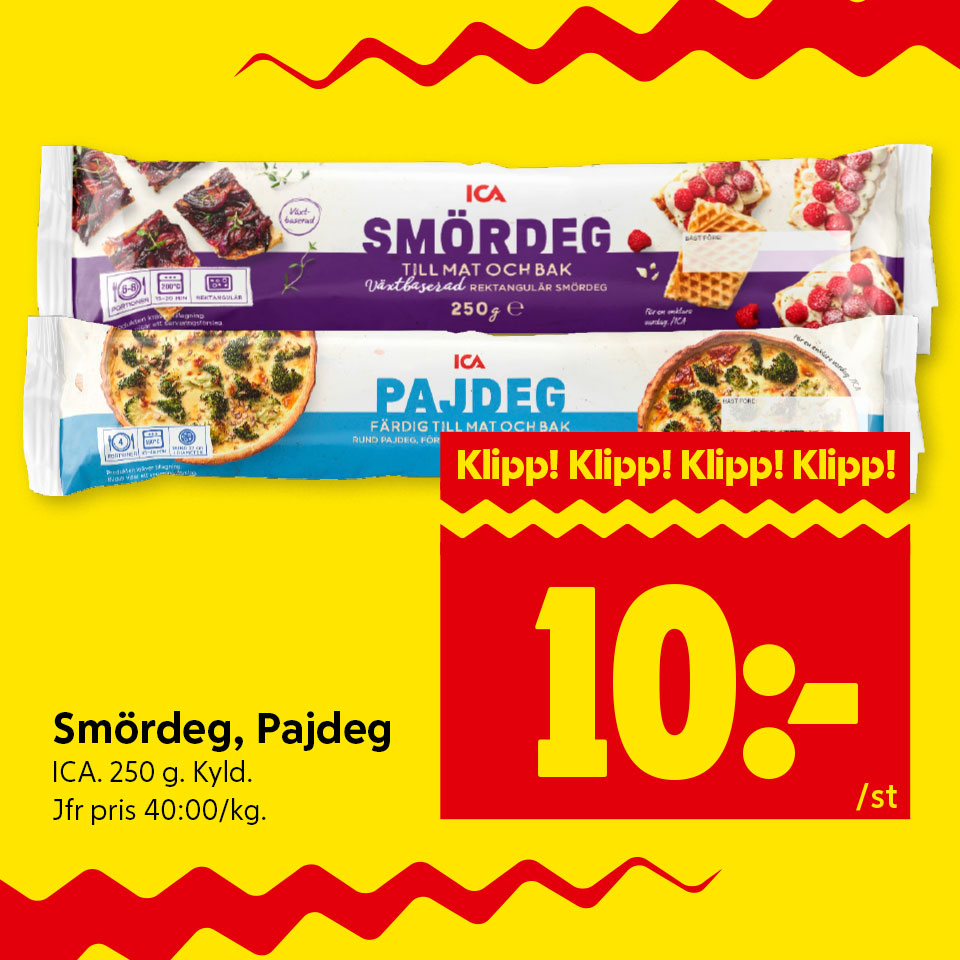 Veckans klipp - Pajdeg från ICA 250 g, kyld. 10 kronor styck.