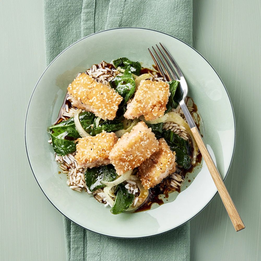 Sesampanerad lax med limedipp