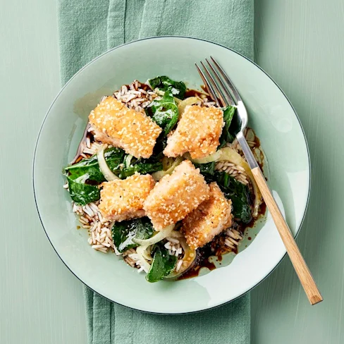 Sesampanerad lax med limedipp