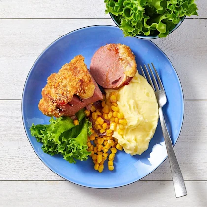 Ugnsstekt falukorv med mos