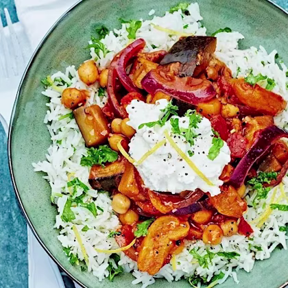 Auberginetagine med getostyoghurt